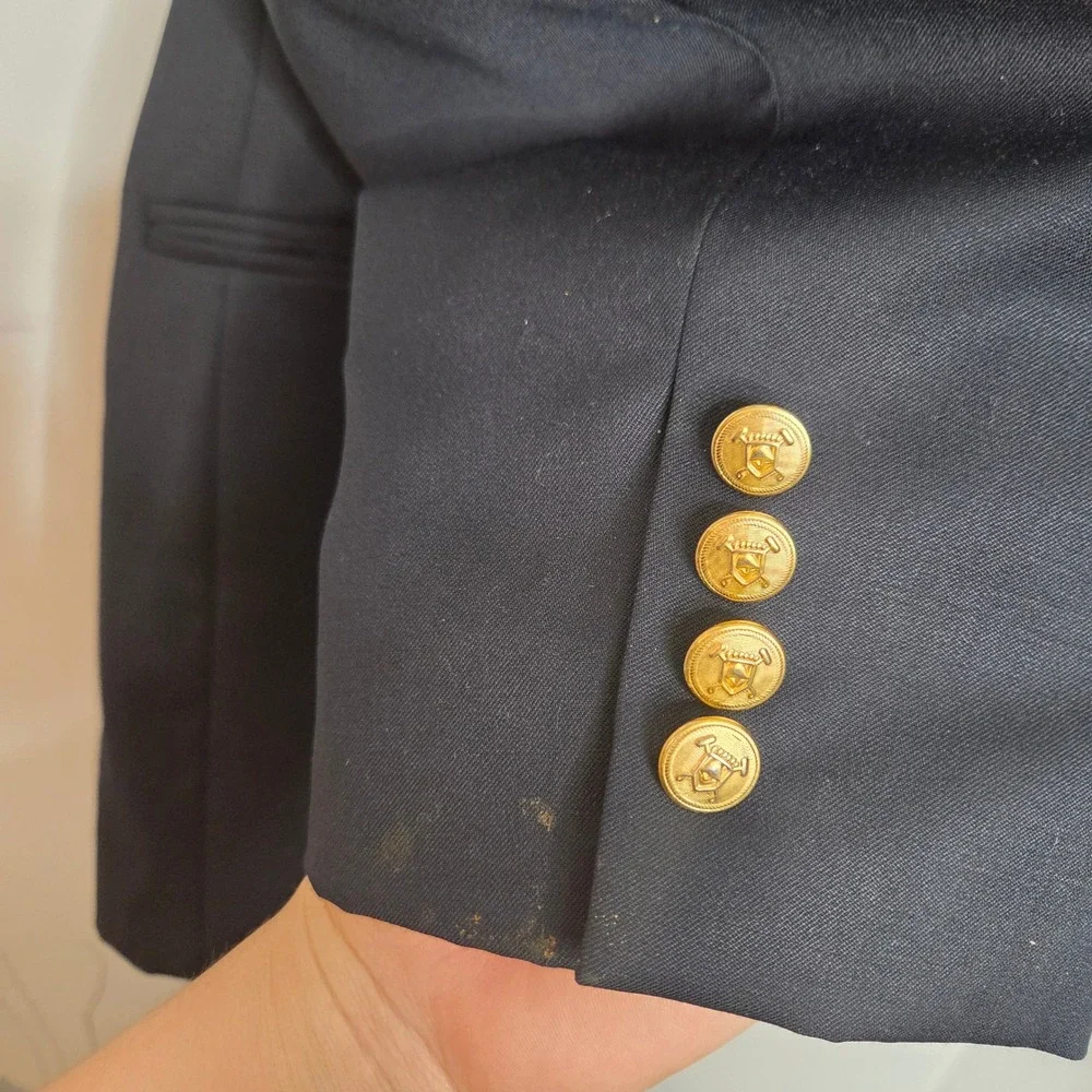 Lauren Ralph Lauren Mens 44S Navy Blue‎ Wool Blazer Gold Crest Buttons